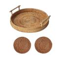 Coffee Table Decorative Tray Hand Woven, for Living Room Decor