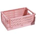 Collapsible Plastic Folding Storage Box Cosmetic Container Pink