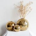 Nordic Gold Electroplating Ceramic Vase Spherical Home Decoration C