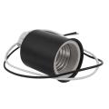 E27 Ceramic Base Socket Adapter Metal Lamp Holder with Wire Black