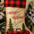 2 Pcs Christmas Stockings Plaid Cuff Fireplace Hanging Stocking