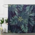 Green Shower Curtain Leaves Printing Pattern Plant Pattern Polyester