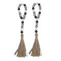3 Pack Wood Beads Garland with Tassels Farmhouse Rustic Bead Garland
