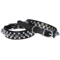 Leather Spiked Studded Dog Collar 1" Wide for Small/x-small Breeds and Puppies (black, S: for Neck 8