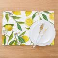 Set Of 6 Fruits Lemon Floral Pattern Placemats for Dining Table Mat