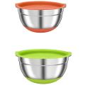 2 Pack Mixing Bowls with Airtight Lids,for Kitchen, Non-slip Silicone