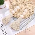 6pcs Wood Bead Garland Ornaments Farmhouse Beads with Tassel Hanging