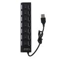 7-port Usb Hub with On / Off Switch, Black