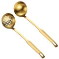Gold Soup Ladle Colander Set,stainless Steel Spoon,for Cooking(2 Pcs)