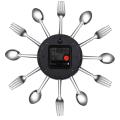 Stainless Steel Knife and Fork Spoon Kitchen Restaurant Wall Clock