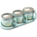 Condiment Container Seasoning Box Glass with Spoon,seasoning Box