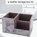 Wooden Struction Leather Multi-function Desk Stationery Storage Box