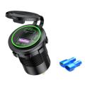 Type C/qc 3.0 Usb Car Charger with Switch for 12v 24v Car Truck Green
