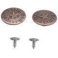 10 Pcs Star Prints Denim Jacket Jeans Metal Tack Button Bronze Tone