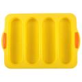 4 Slot French Stick Silicone Molds Bread Oven Cake Mold (yellow)