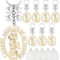 Baptism Souvenirs Keychain Wooden Key Rings with Organza Bag