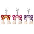 3 Pcs Cute Cat Rainbow Keychains Macrame Weaving Tassel for Women