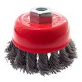 3 Inch Crimped Wire Brush for Grinders,wire Cup Brush,m10,2 Pack,red