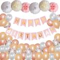 47pcs Latex Balloons Decorations Set,happy Birthday Banner(rose Gold)