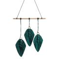 Nordic Woven Macrame Boho Leaf Feather Tassel Cotton Tapestry,green