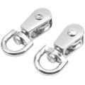 2-piece 12mm Diameter Single Sheave Fixed Eye Rope Pulley - Silver