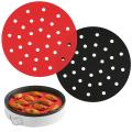 9 Inch Round Reusable Silicone Air Fryer Liners Non-stick Red