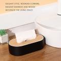 Tissue Box Wooden Cover Solid Color Tissue Box with Groove White