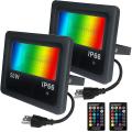 Rgb Flood Light , Smart App Control 50w Color Changing,2 Pack,us Plug
