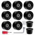 8 Roller Skate Wheels with Bearings and 2 Toe Stoppers,32mmx58mm 82a