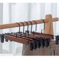 10 Pcs Wood Hanger with Stainless Steel Clips Wooden Skirt Hanger