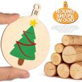 100pcs Diy Wooden Christmas Balls Craft Decoration Hanging Tag