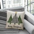 Buffalo Plaids Deer Christmas Tree Pillow Covers Cotton Linen Cushion