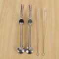 Stainless Steel Spoon Straw 8.6 Inch,set Of 2 Removable Straw Brush