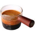Glass Measuring Cup Espresso Shot Glass 75ml with Wood Handle