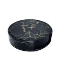 6pcs Pu Leather Marble Coaster Drink Coffee Cup Mat Round -1