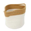 Cotton Rope Art Storage Bucket Cleaning Storage Basket Khaki + White