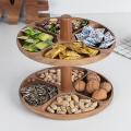Creative Double Layer Wooden Storage Trays Nordic Style Wood Color