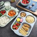 4 Pcs Wheat Straw Divided Portion Plates for Picnic Or Every Day Use