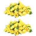 Yellow Fabric Silk Artificial Rose Flower Heads for Decoration 50 Pcs
