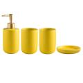 Simple Ceramic Bathroom Four-piece Wash Set Mouthwash Cup Set Yellow