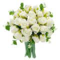 Artificial Flowers Fake Roses Bouquet 24 Heads & Eucalyptus (white )