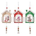 3pcs Christmas Tree Or Room Decoration Tassel House Wooden Pendant