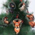1pcs Christmas Small Animal Wreath Swing Ornament with String D