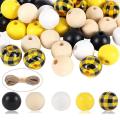 200 Pcs Wooden Beads with Hemp Rope for Fall Black Yellow Natural