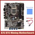 B75 Btc Mining Motherboard+thermal Pad+sata Cable Lga1155 8xpcie Usb