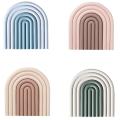 4pcs Insulation Pad Silicone Anti-scalding Pad Table Rainbow Placemat