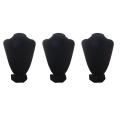 3x Mannequin Jewelry Necklace Pendant Earring Display Stand Black-xl