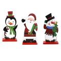 3pcs Santa Claus Snowman Penguin Wood Crafts Christmas Decorations