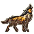 Multi-layer Wood Carving Forest Animal Wolf Wall Decoration