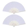 24 Pcs/lot White Folding Elegant Silk Hand Fan with Gift Bag 21cm